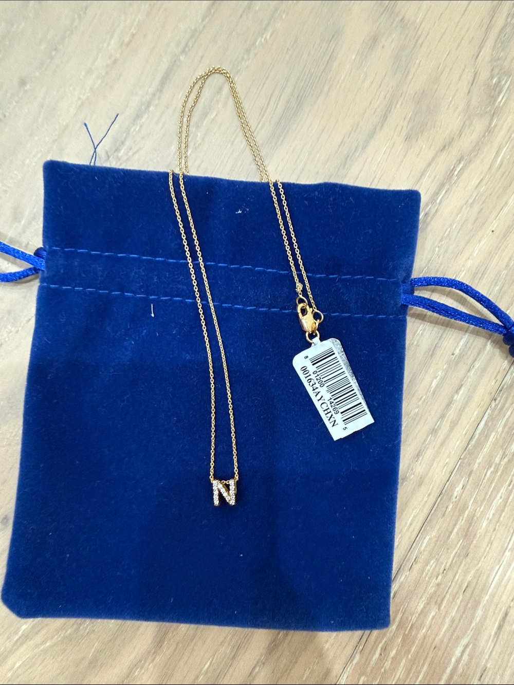 Brand new authentic N initial gold tiny treasure necklace with diamonds